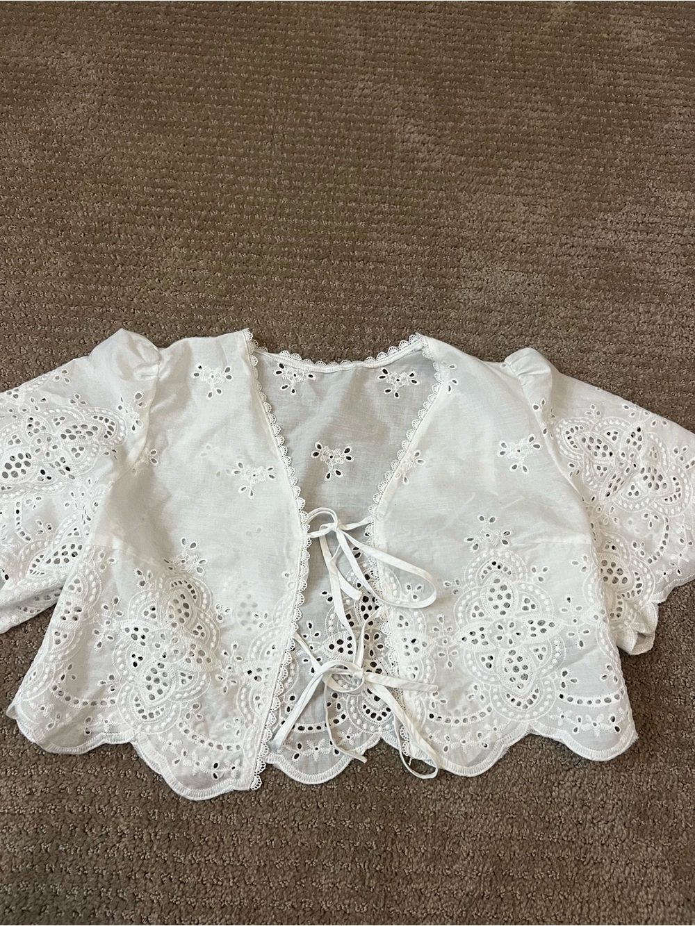 Women’s eyelet tie front blouse